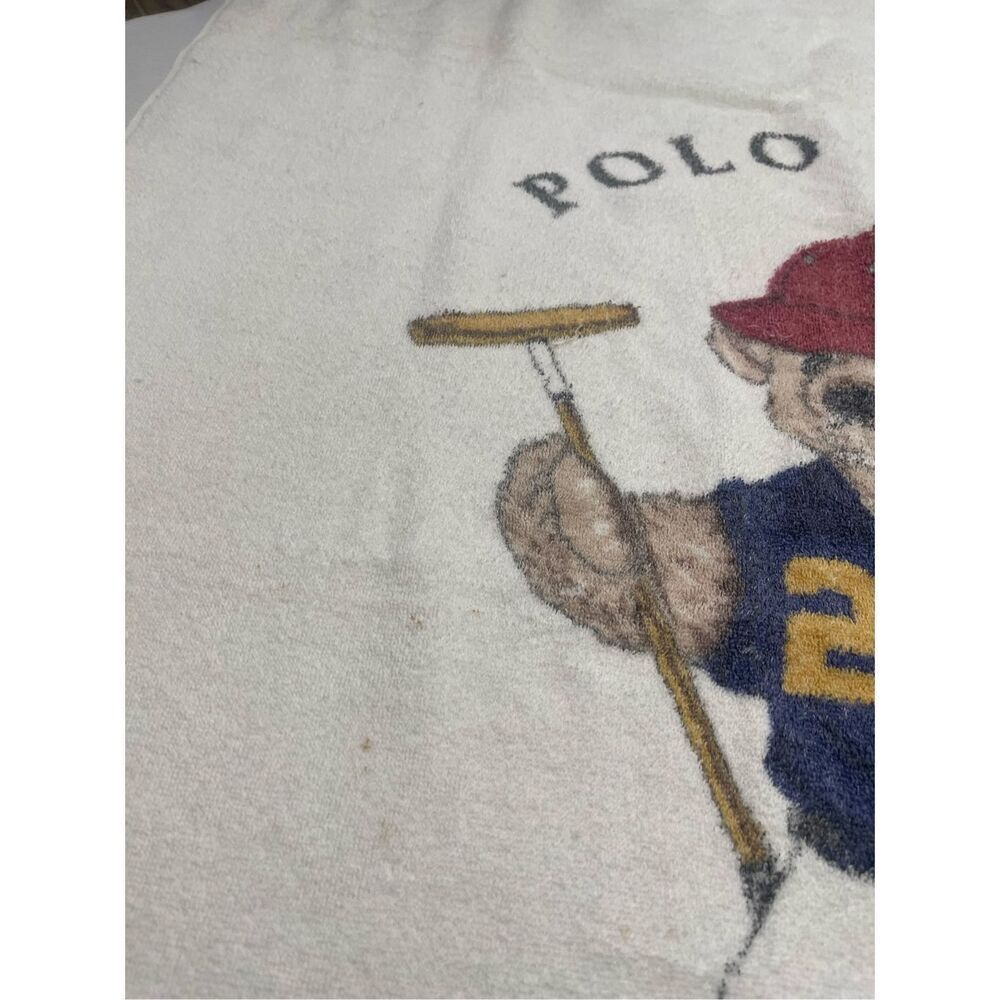 Vintage Polo Ralph Lauren Beach Towel Bear Polo Player Bath Rare Made in USA - Picture 3 of 8